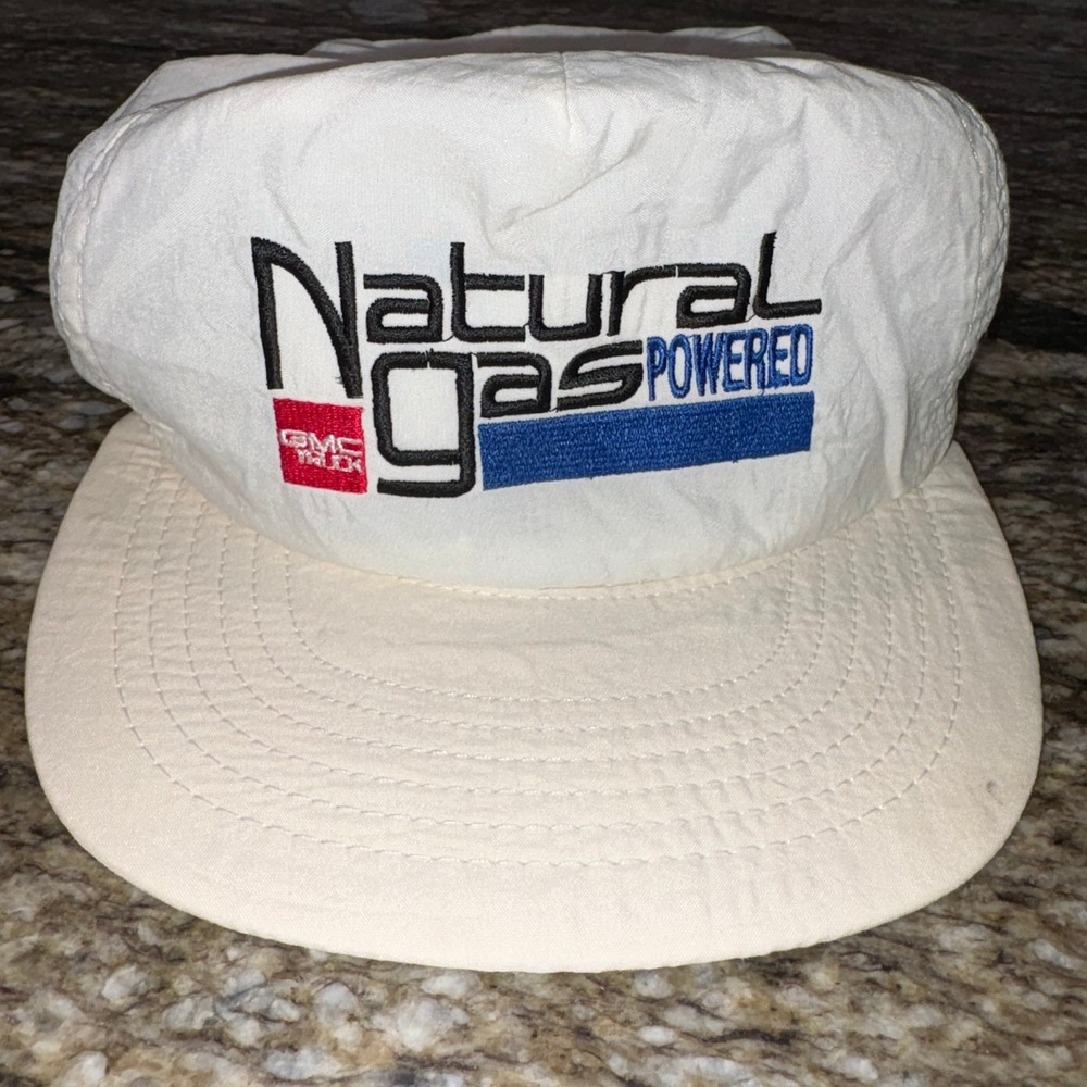 Vintage GMC Truck Natural Gas Powered Hat Made in USA‎ OSFA White Nomad